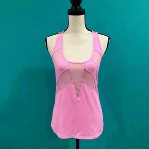 Lululemon White If You’re Lucky Mesh Tank top in Bubble Gum pink